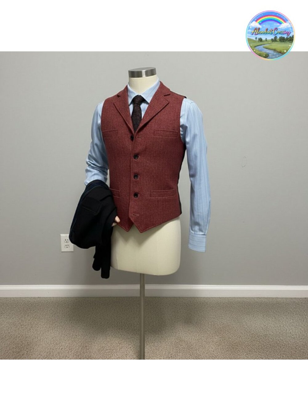 Men's Tweed Herringbone Wool Blend Vest Waistcoat Groomsmen Prom Suit